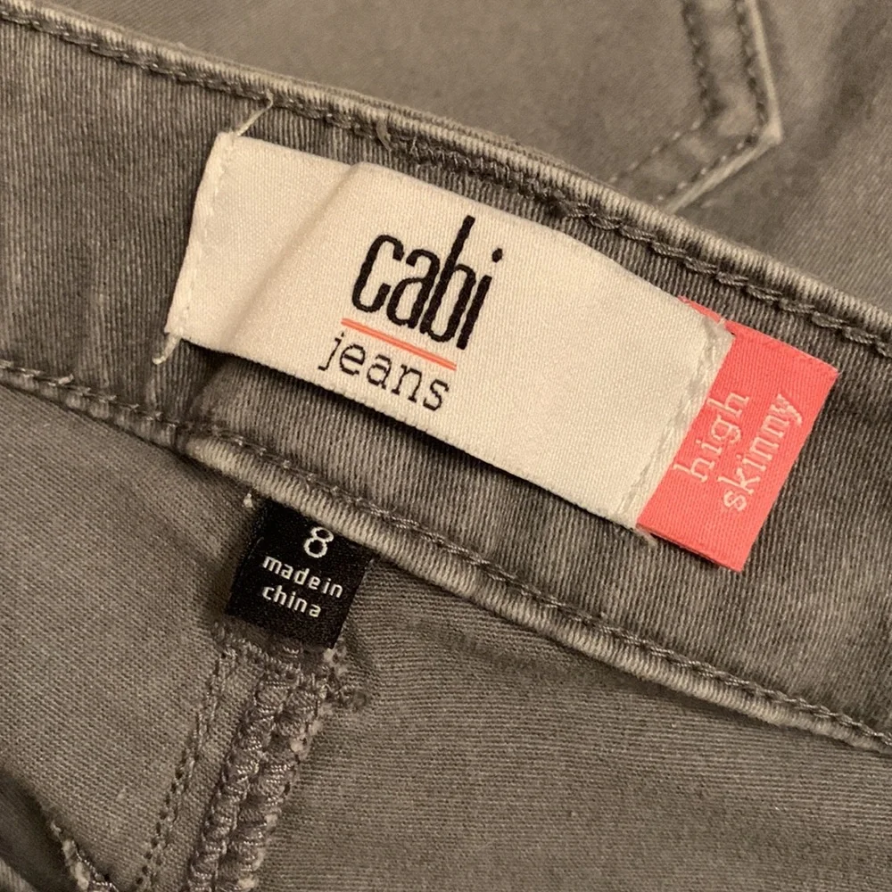 Cabi size 8 x 30” skinny high rise stretch jeans smoke Pearl gray barely worn